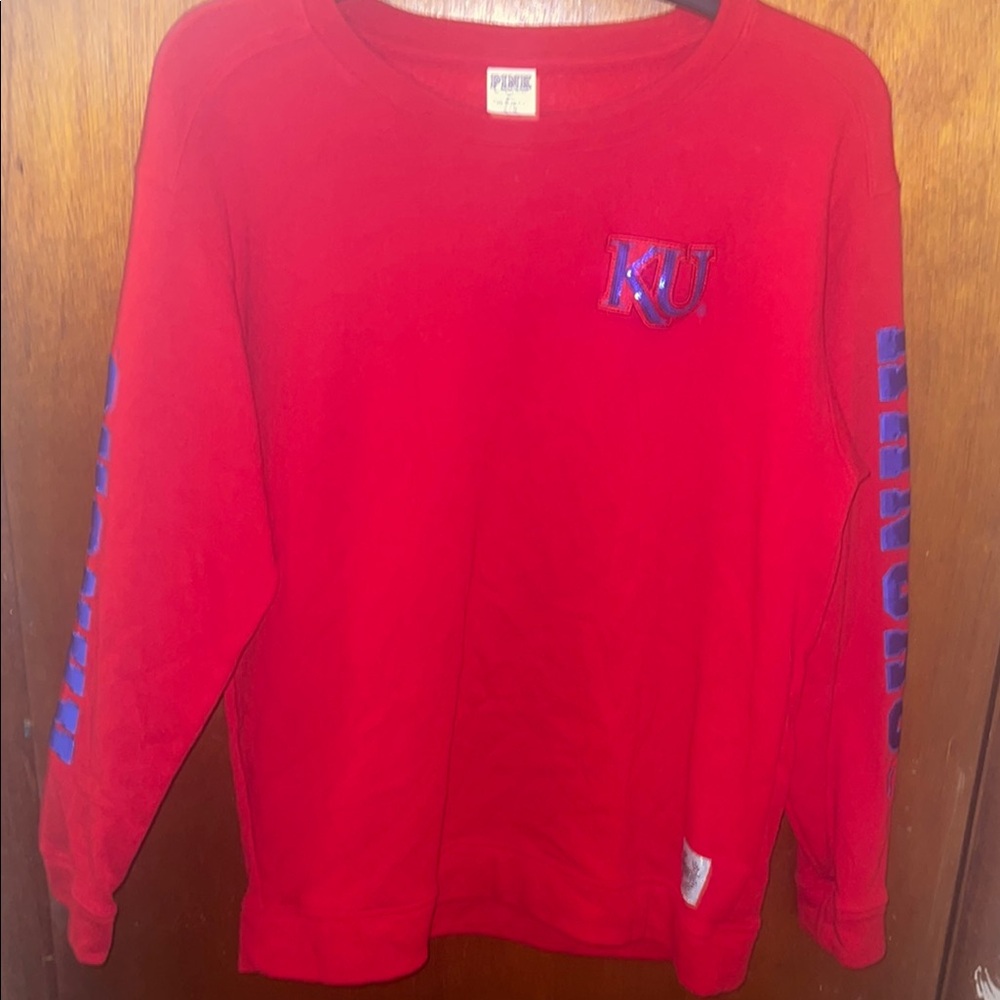 PINK Victoria's Secret Red and Blue Sweatshirt